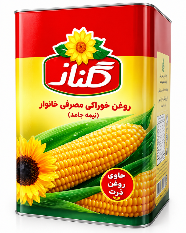 روغن جامد 5 کیلویی گلناز حاوی روغن ذرت
